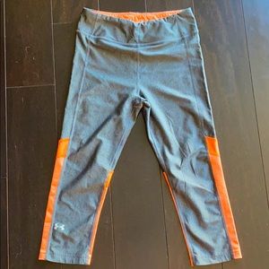 Under Armour Grey and Orange Workout Capri - S